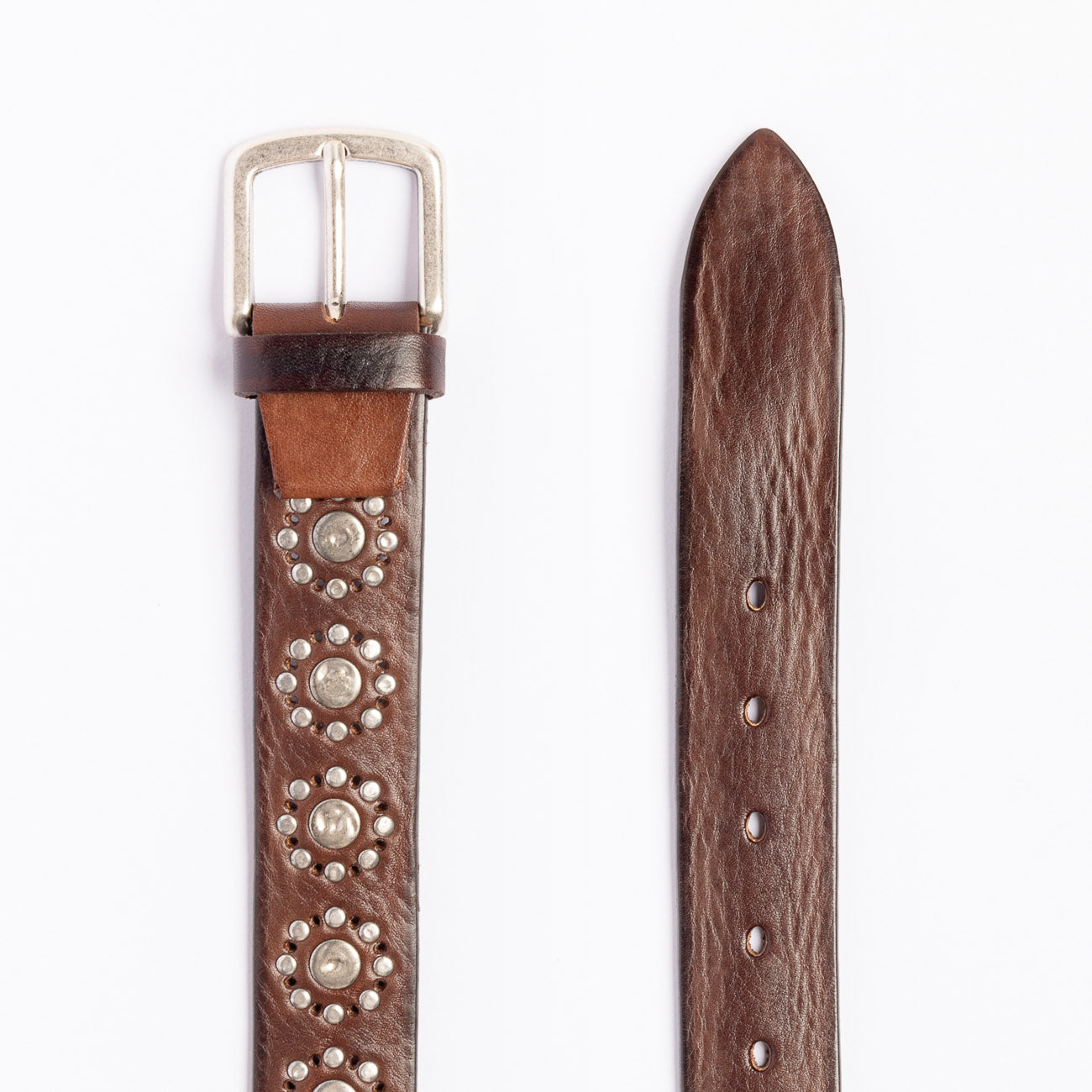 Alberto Luti 3003 brown leather studded belt
