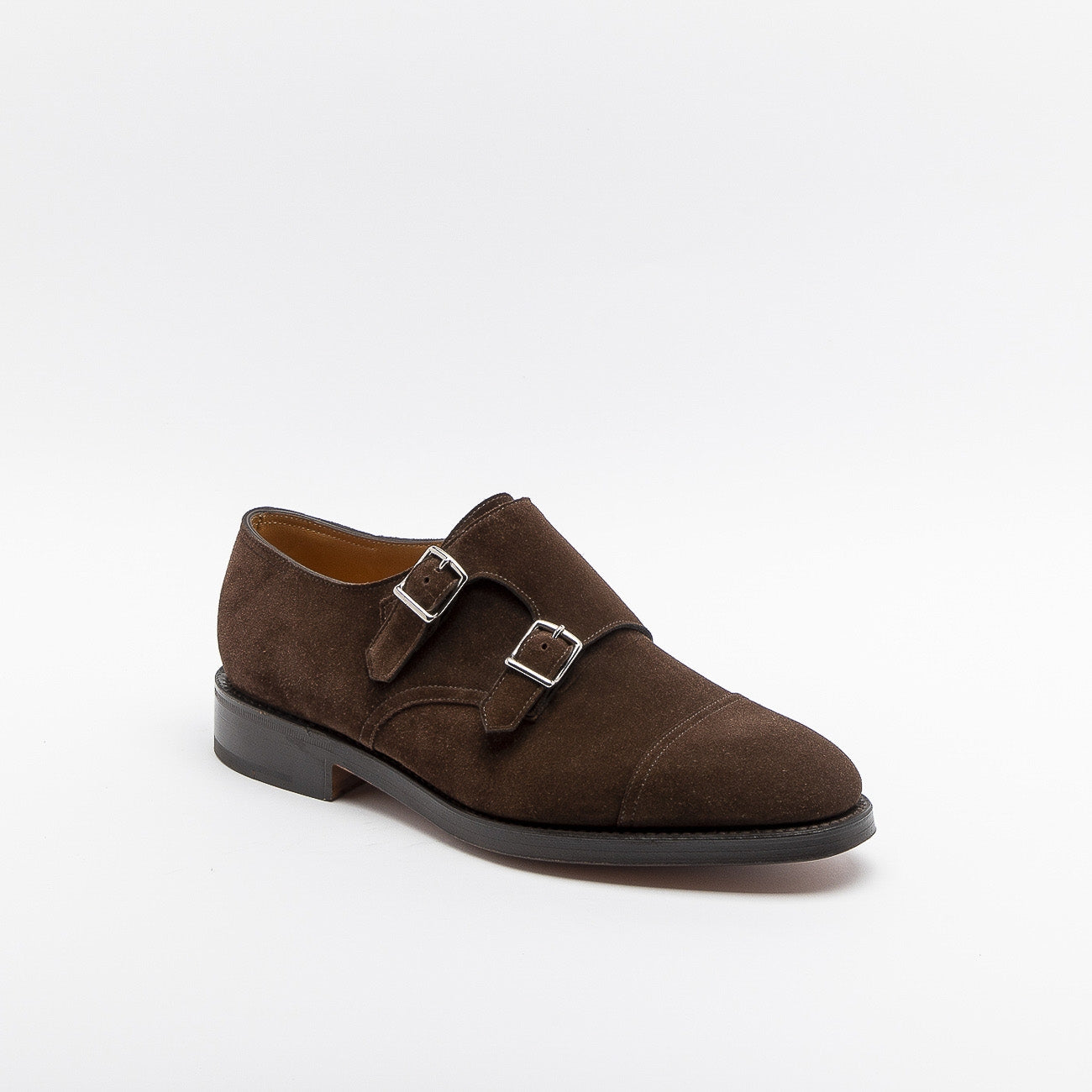 Scarpa con doppia fibbia John Lobb William in camoscio testa di moro