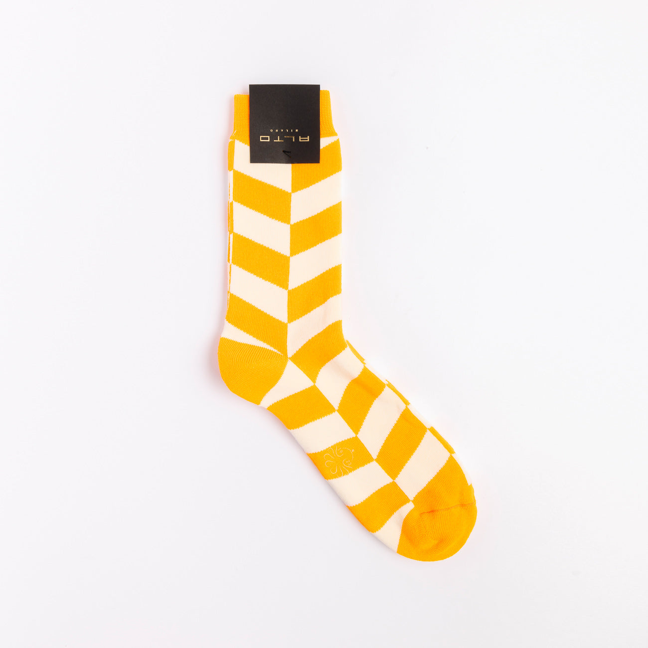 Calza corta Alto Milano Leccio Short in cotone spugna bianco e giallo