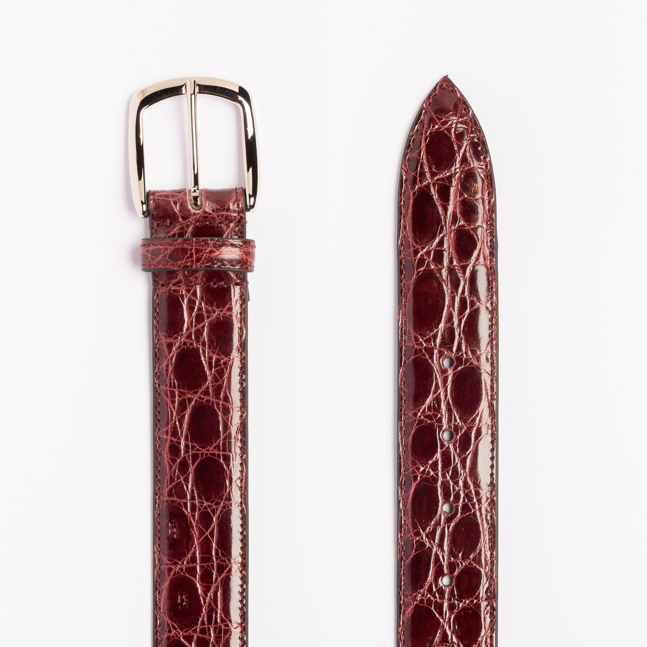 Cintura Andrea D'Amico ACU2777 in pelle di coccodrillo bordeaux scuro