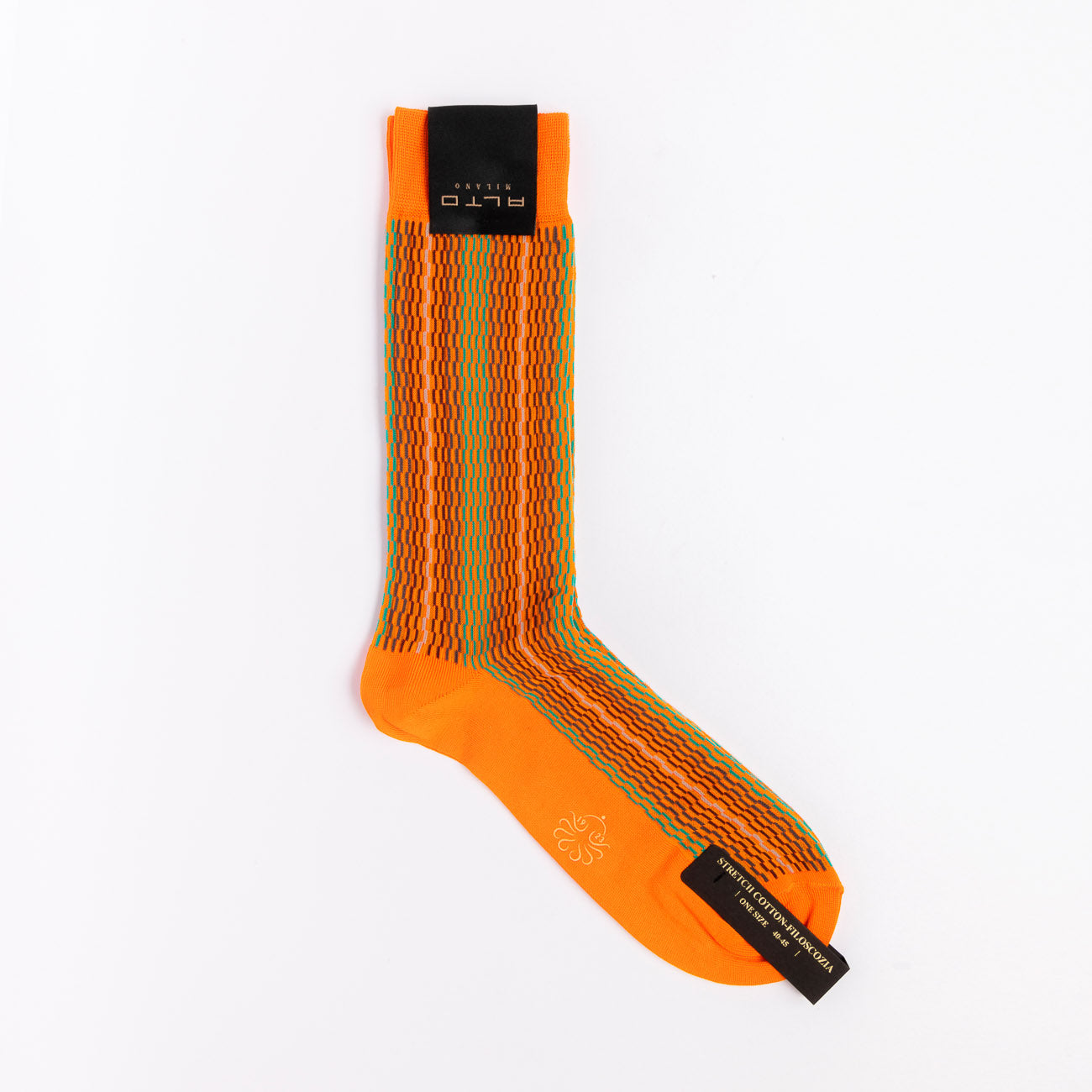 Calza corta Alto Milano Taric Short in cotone a righe arancione