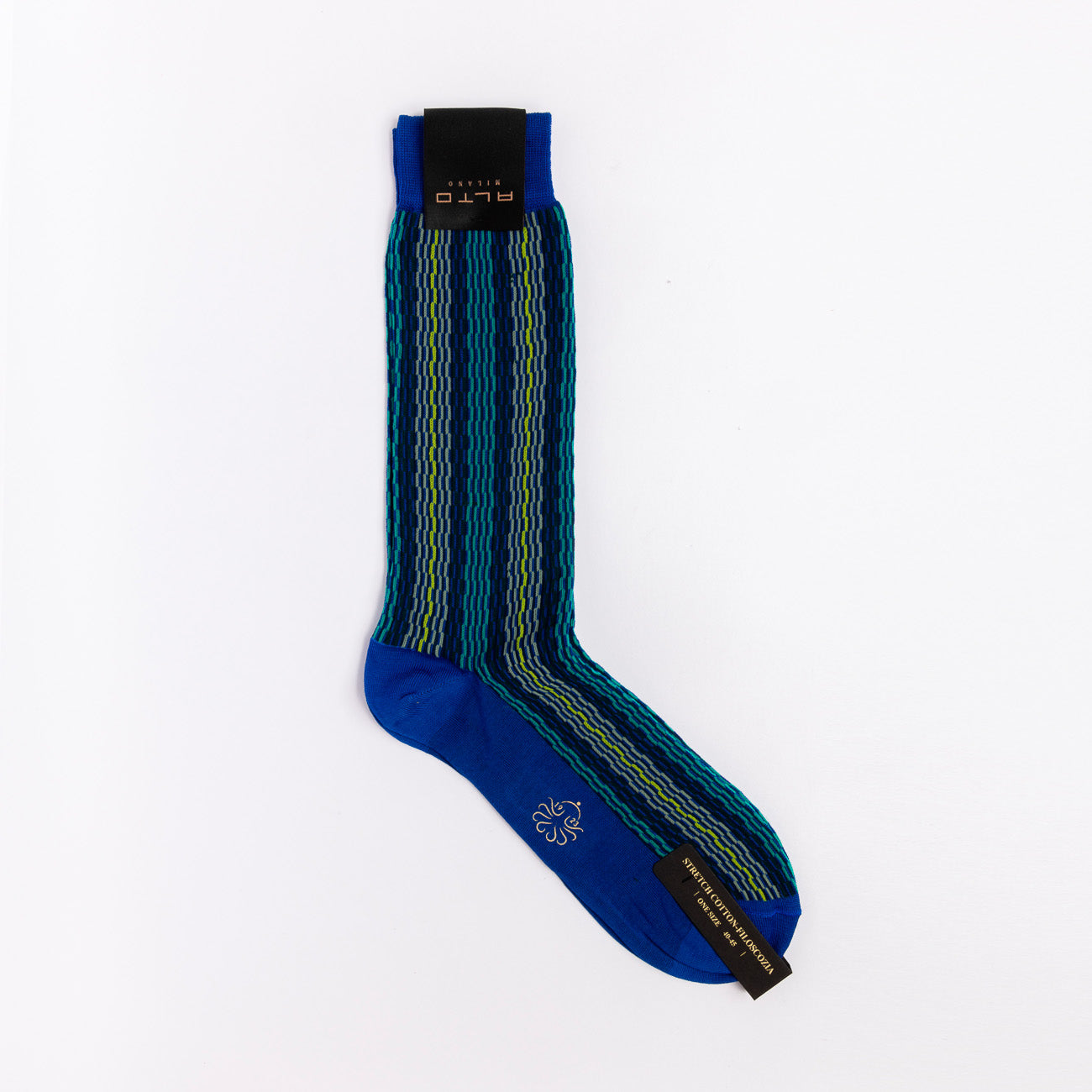Calza corta Alto Milano Taric Short in cotone a righe blu elettrico