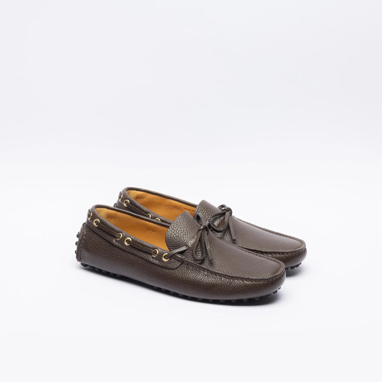 Mocassino driving Car Shoe KUD006 in pelle martellata marrone scuro
