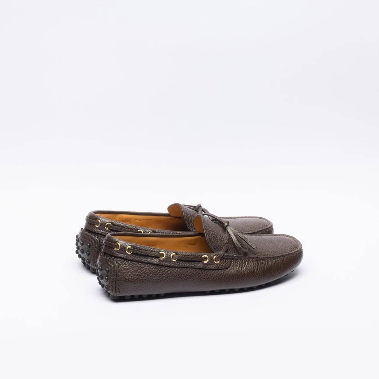 Mocassino driving Car Shoe KUD006 in pelle martellata marrone scuro