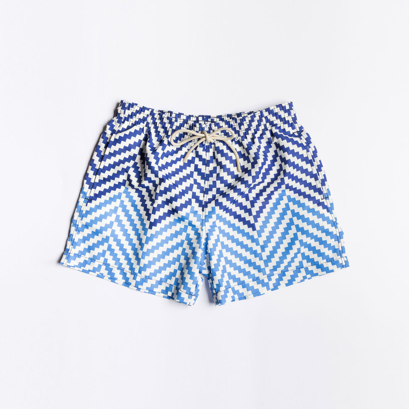 Costume da bagno Alto Milano Bone Boxer in tessuto bianco azzurro