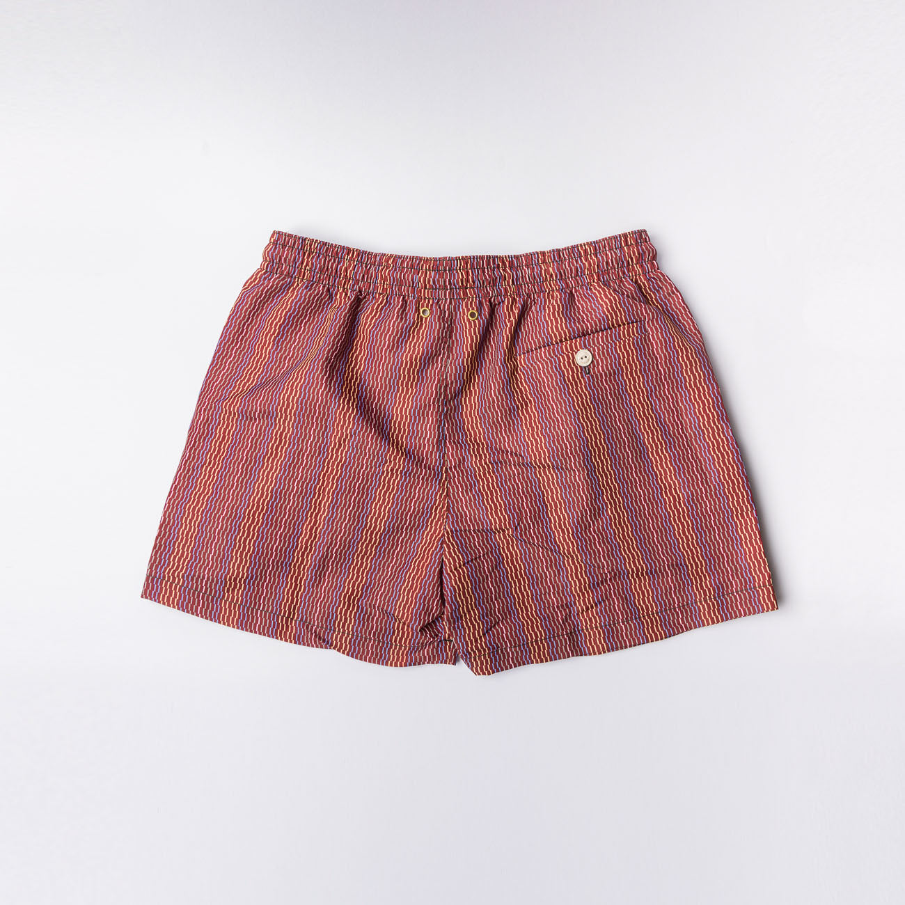 Costume da bagno Alto Milano Wave Boxer in tessuto bordeaux e righe multicolor