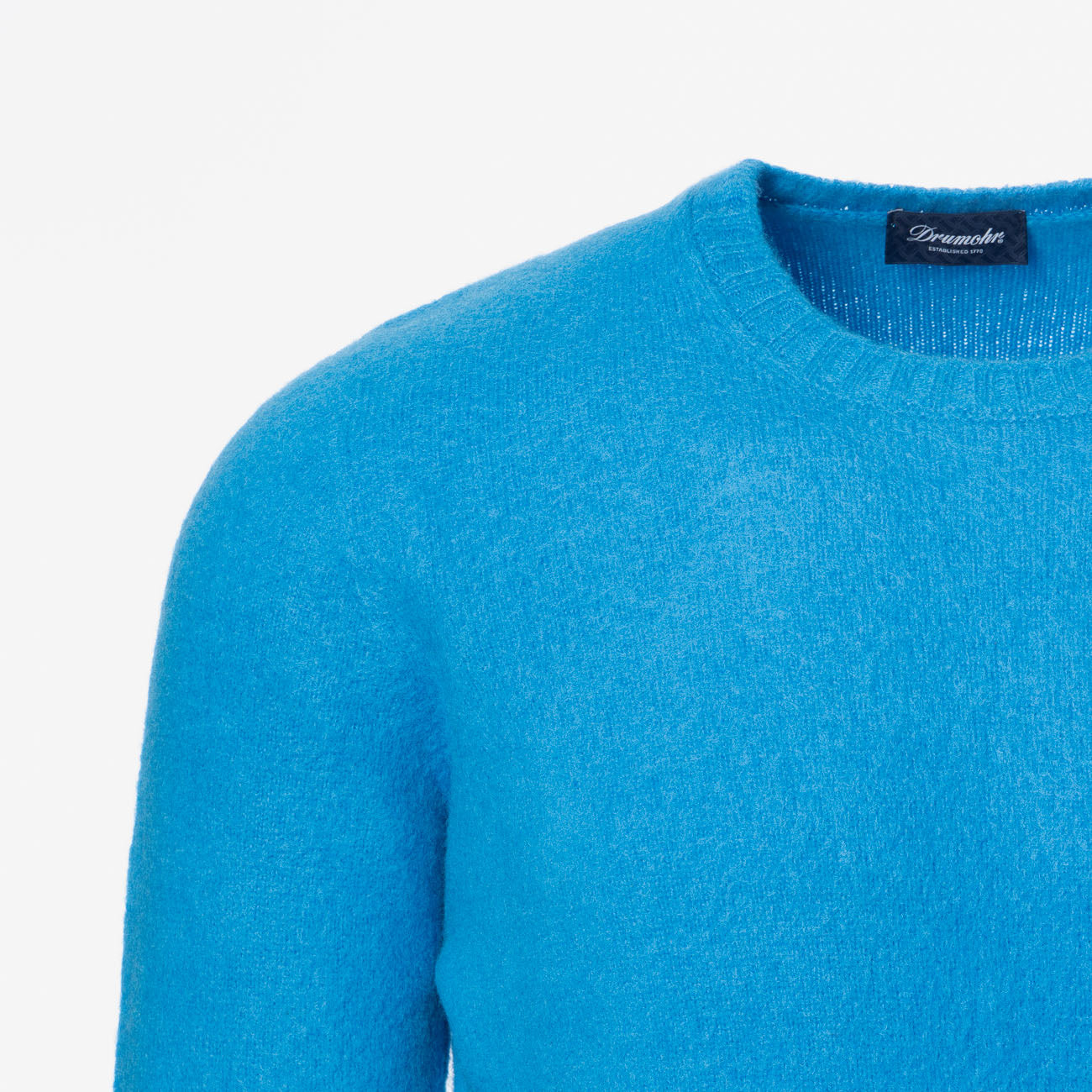 Maglione girocollo Drumohr in lana di agnello azzurra