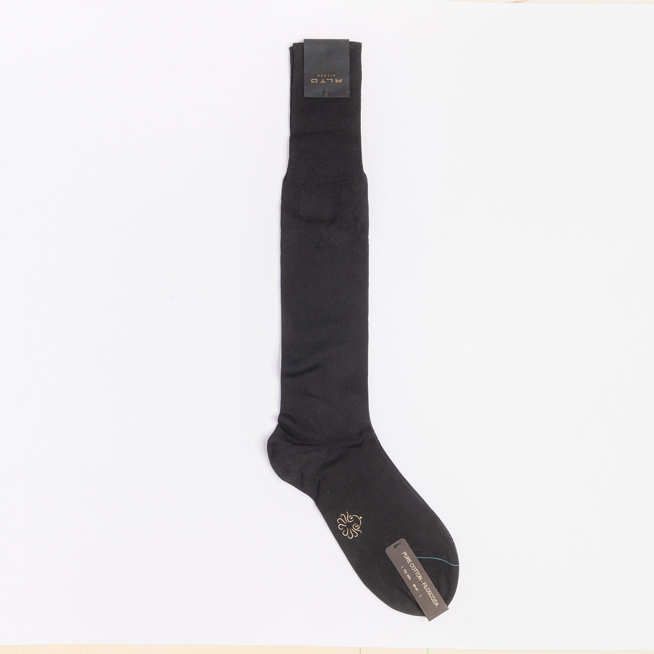 Alto Milano PE917UL No. 1 Long black lisle sock