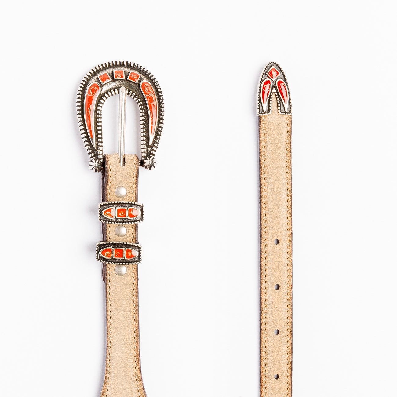 Alberto Luti 924 beige suede western belt
