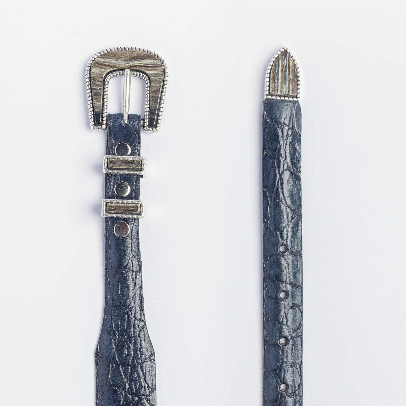 Cintura western Alberto Luti 726/35 in pelle stampa cocco blu