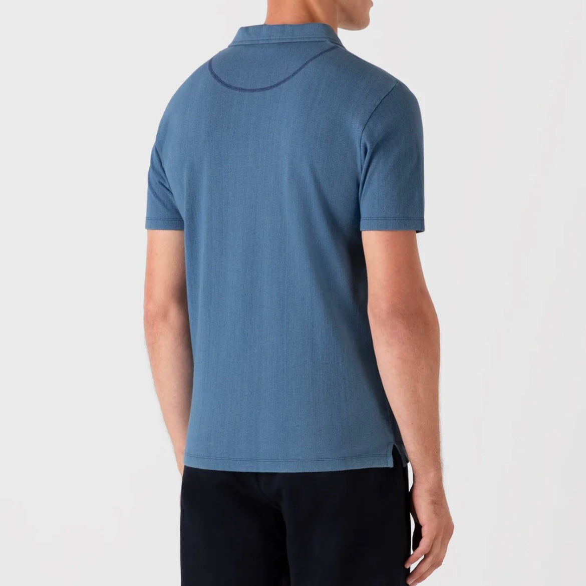Sunspel Riviera Polo t-shirt in washed indigo pique cotton