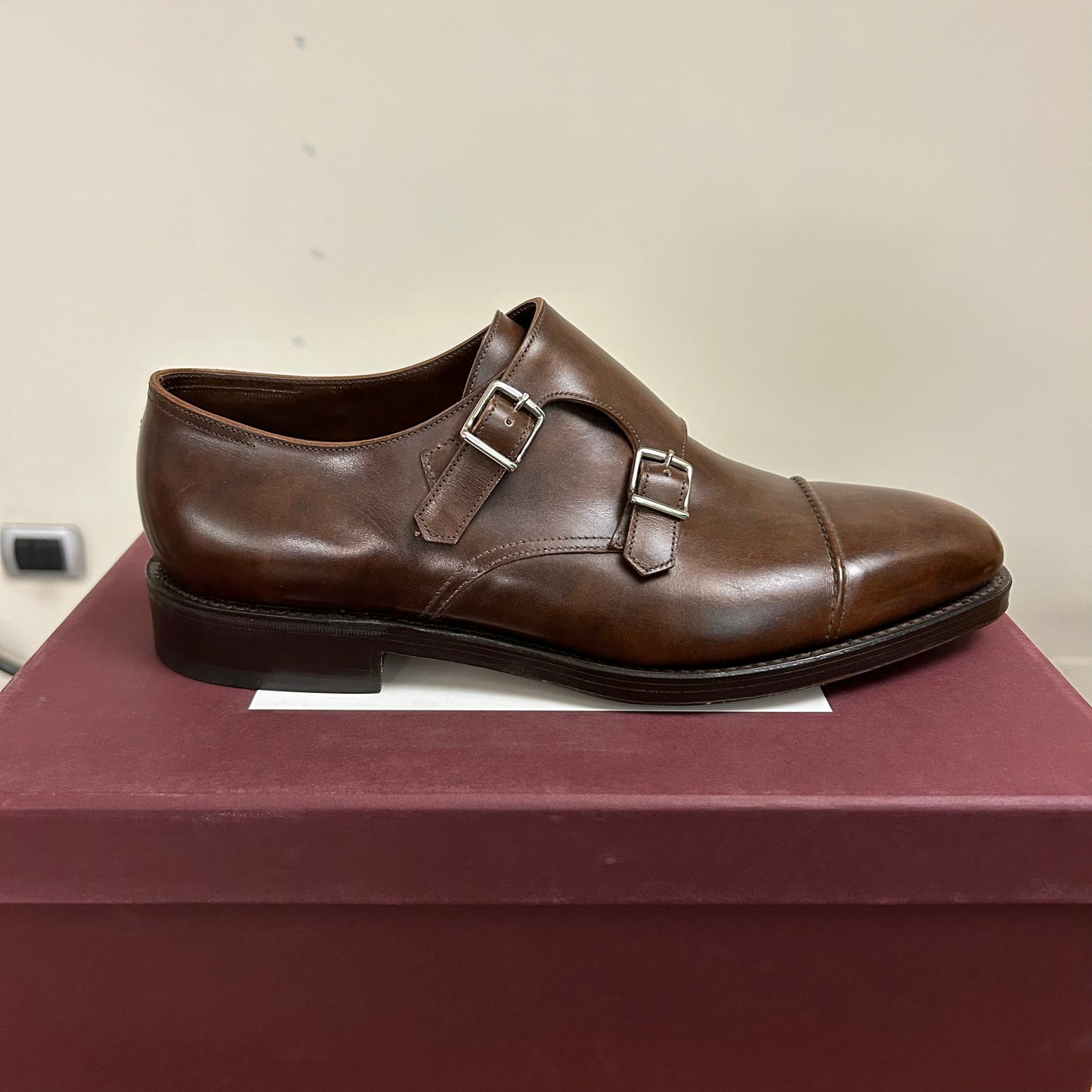 Brown leather John Lobb William II double buckle