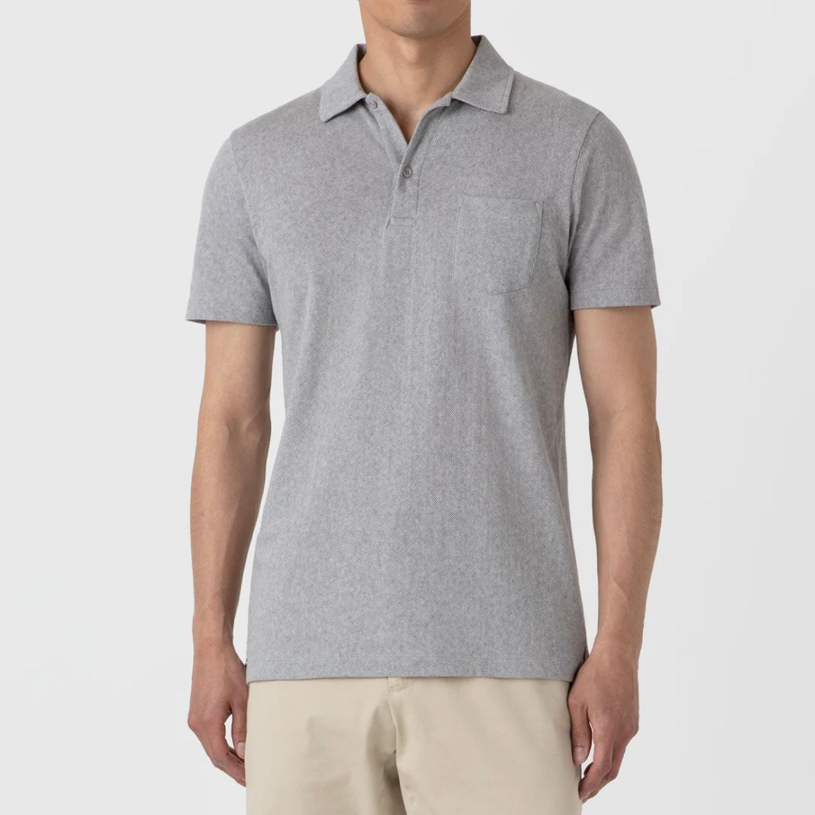 Polo a maniche corte Sunspel Riviera in cotone grigio