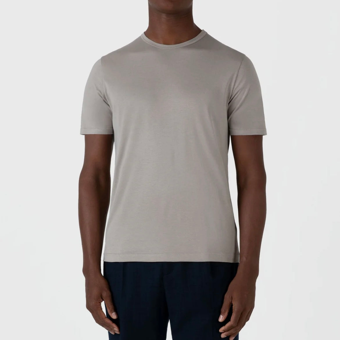 T-shirt a maniche corte Sunspel Classic T‑shirt in cotone grigio chiaro
