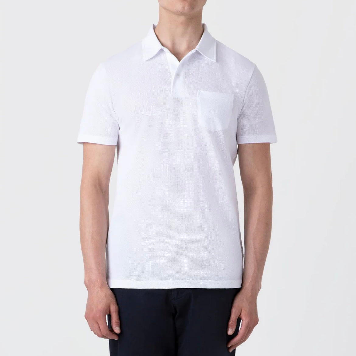Polo a maniche corte Sunspel Riviera in cotone bianco