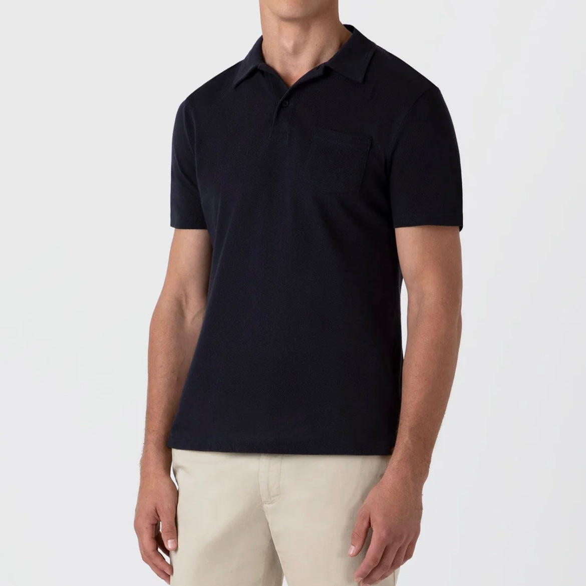 Polo a maniche corte Sunspel Riviera in cotone blu