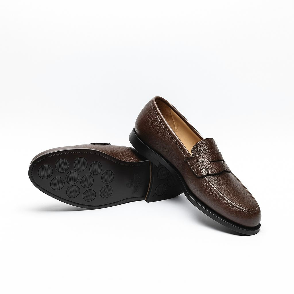 Mocassino penny Crockett & Jones Boston in pelle martellata marrone