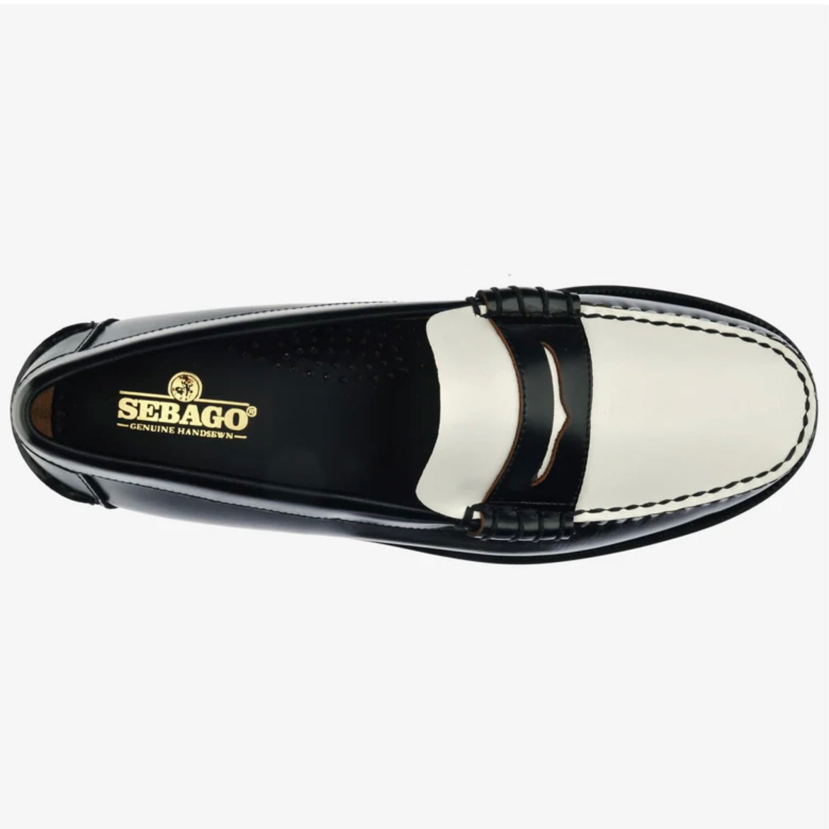 Mocassino penny Sebago Classic Dan in pelle nera e bianca