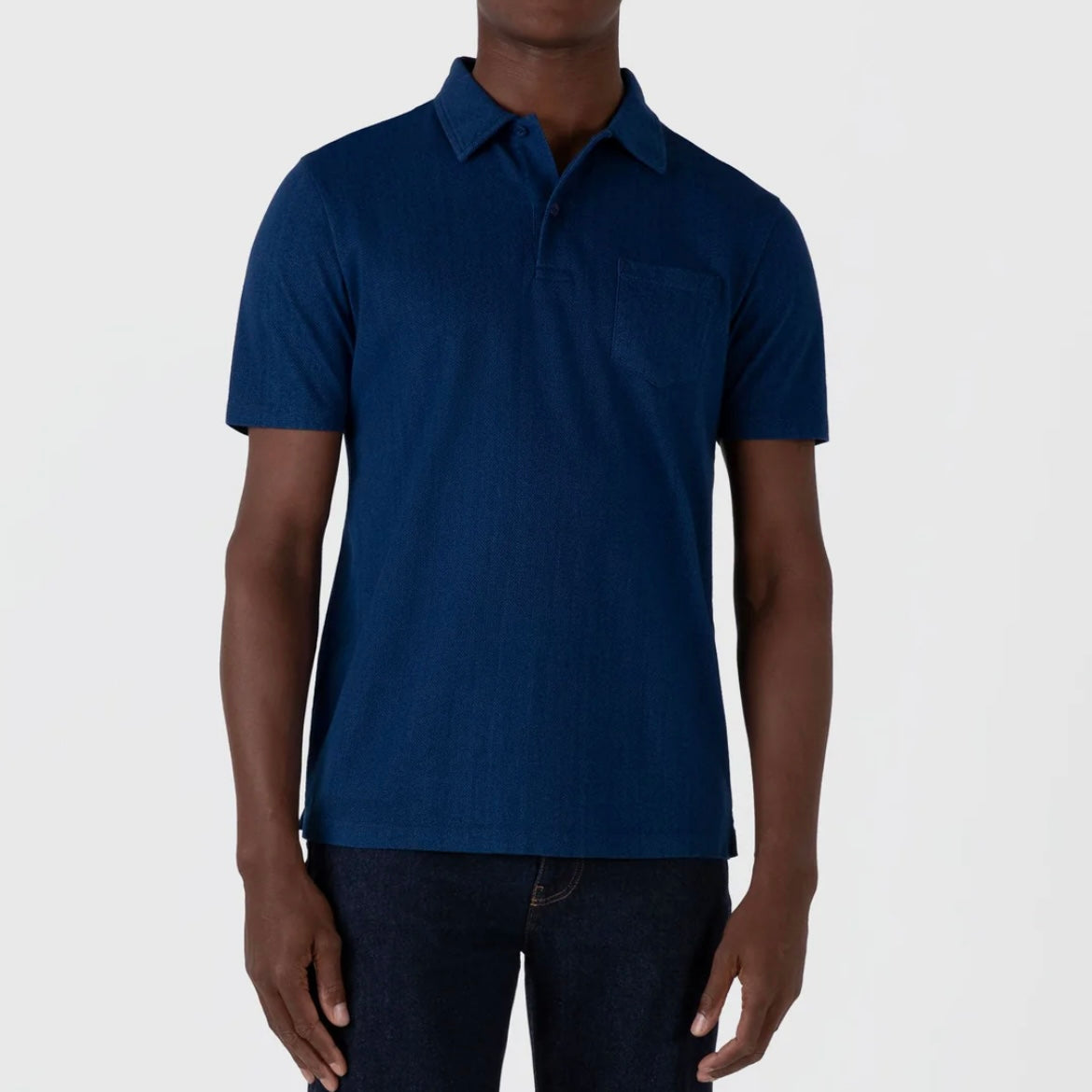 Polo a maniche corte Sunspel Riviera in cotone blu elettrico
