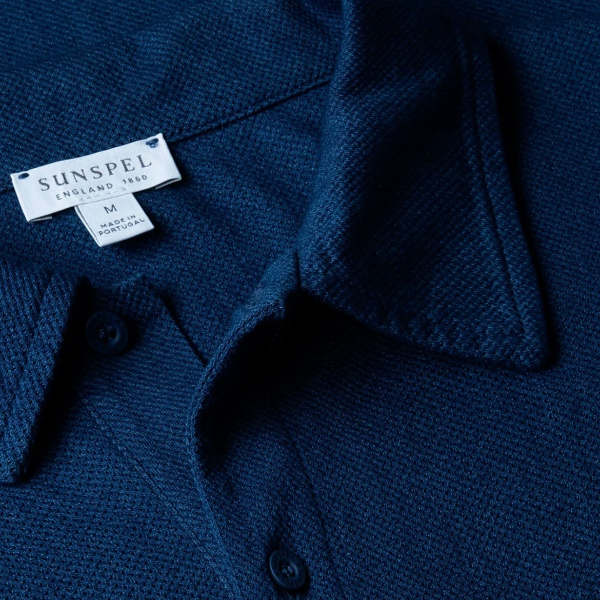 Polo a maniche corte Sunspel Riviera in cotone blu elettrico
