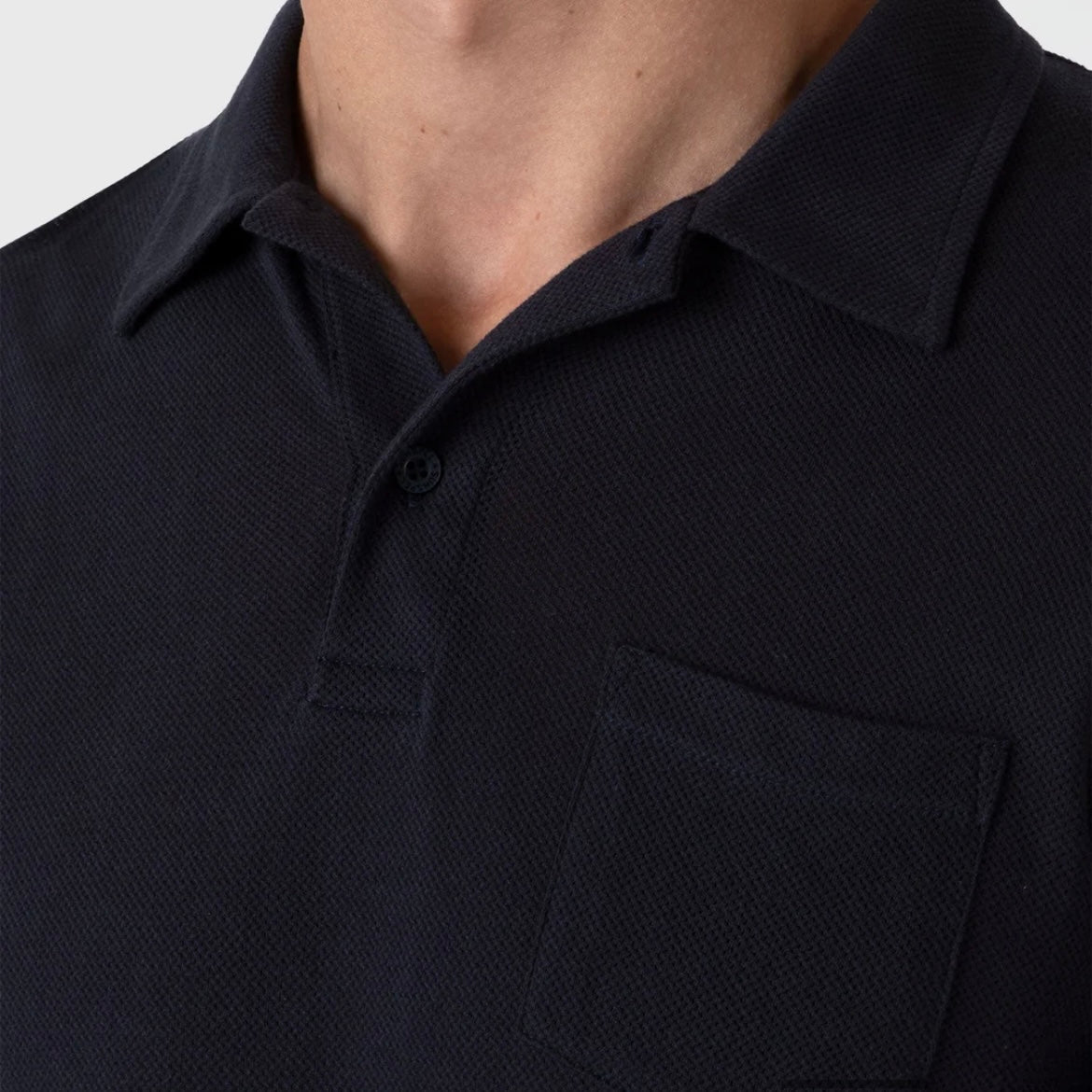 Polo a maniche corte Sunspel Riviera in cotone blu