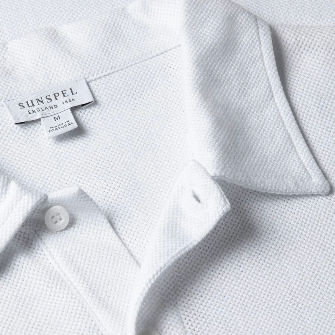 Polo a maniche corte Sunspel Riviera in cotone bianco