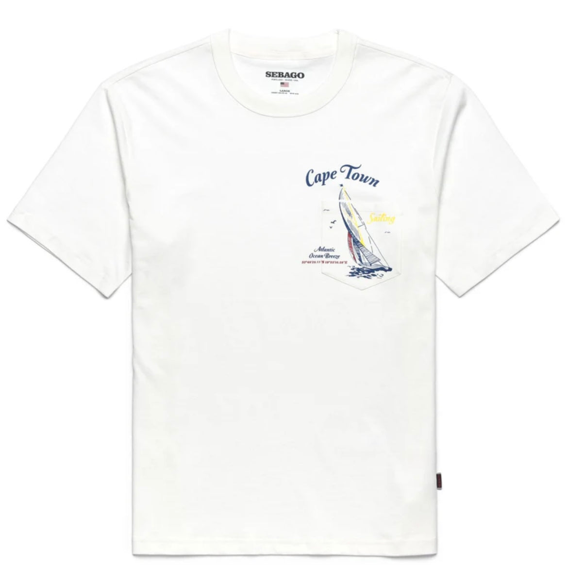 T-shirt a maniche corte Sebago Regatta South Africa T in cotone bianco
