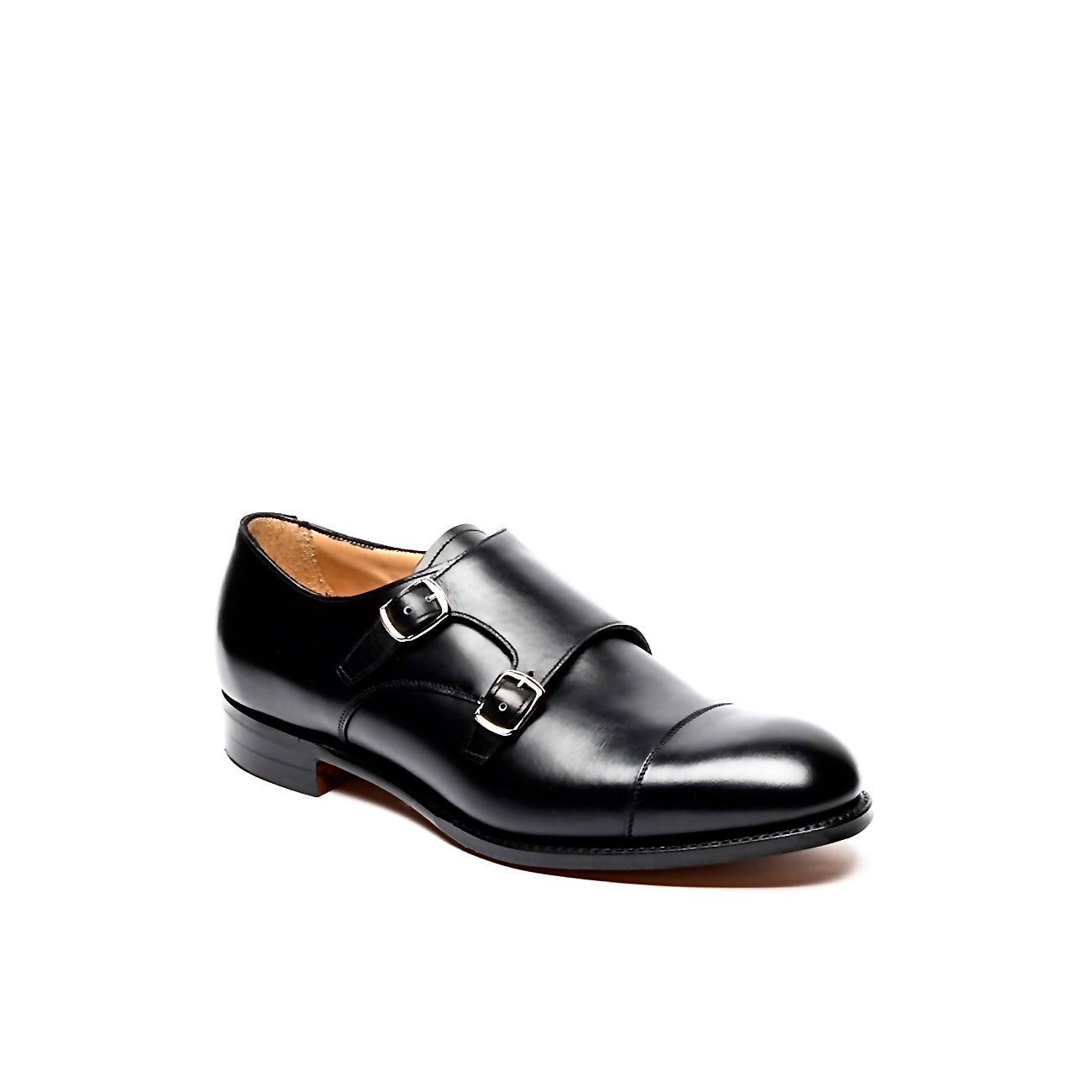 Doppia fibbia Cheaney Joseph & Sons Edmund in pelle spazzolata nera