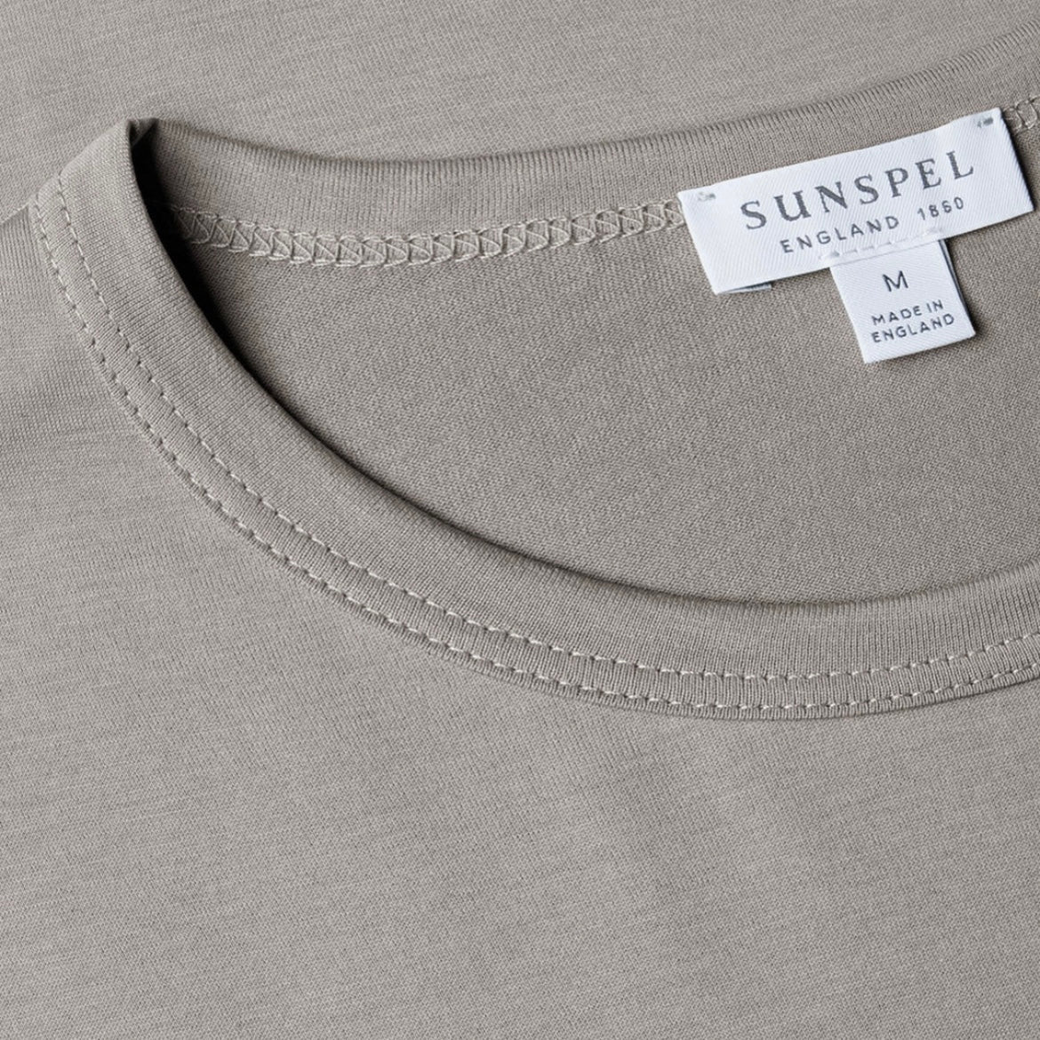 T-shirt a maniche corte Sunspel Classic T‑shirt in cotone grigio chiaro