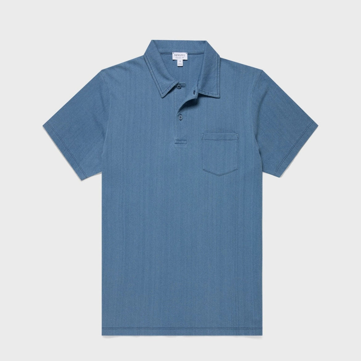 Sunspel Riviera Polo t-shirt in washed indigo pique cotton