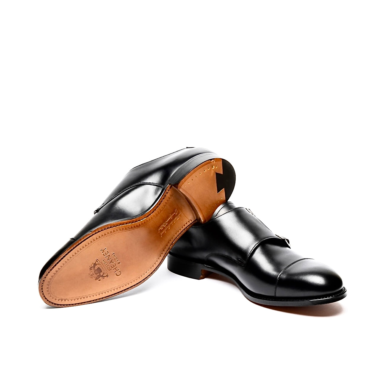 Doppia fibbia Cheaney Joseph & Sons Edmund in pelle spazzolata nera