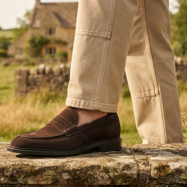 Mocassino penny Tricker's James in camoscio marrone (Coffee Castorino)