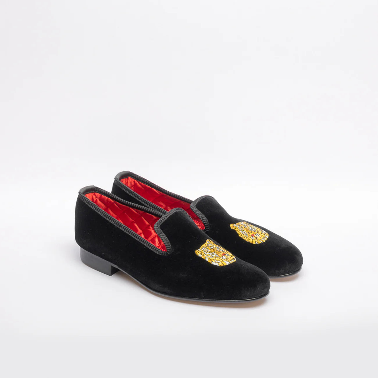 Mocassino slipper Bowhill & Helliot Tigre in velluto nero