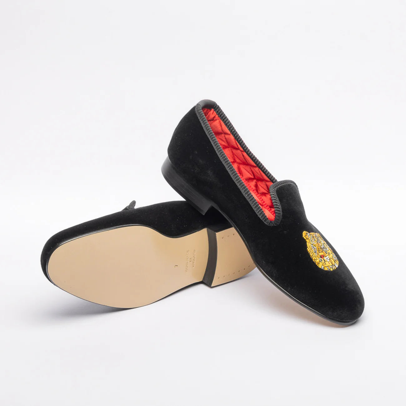 Mocassino slipper Bowhill & Helliot Tigre in velluto nero