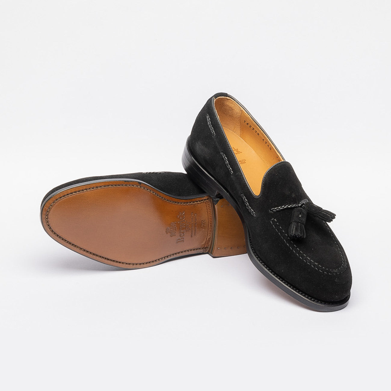Berwick 4340 black suede tasseled loafer
