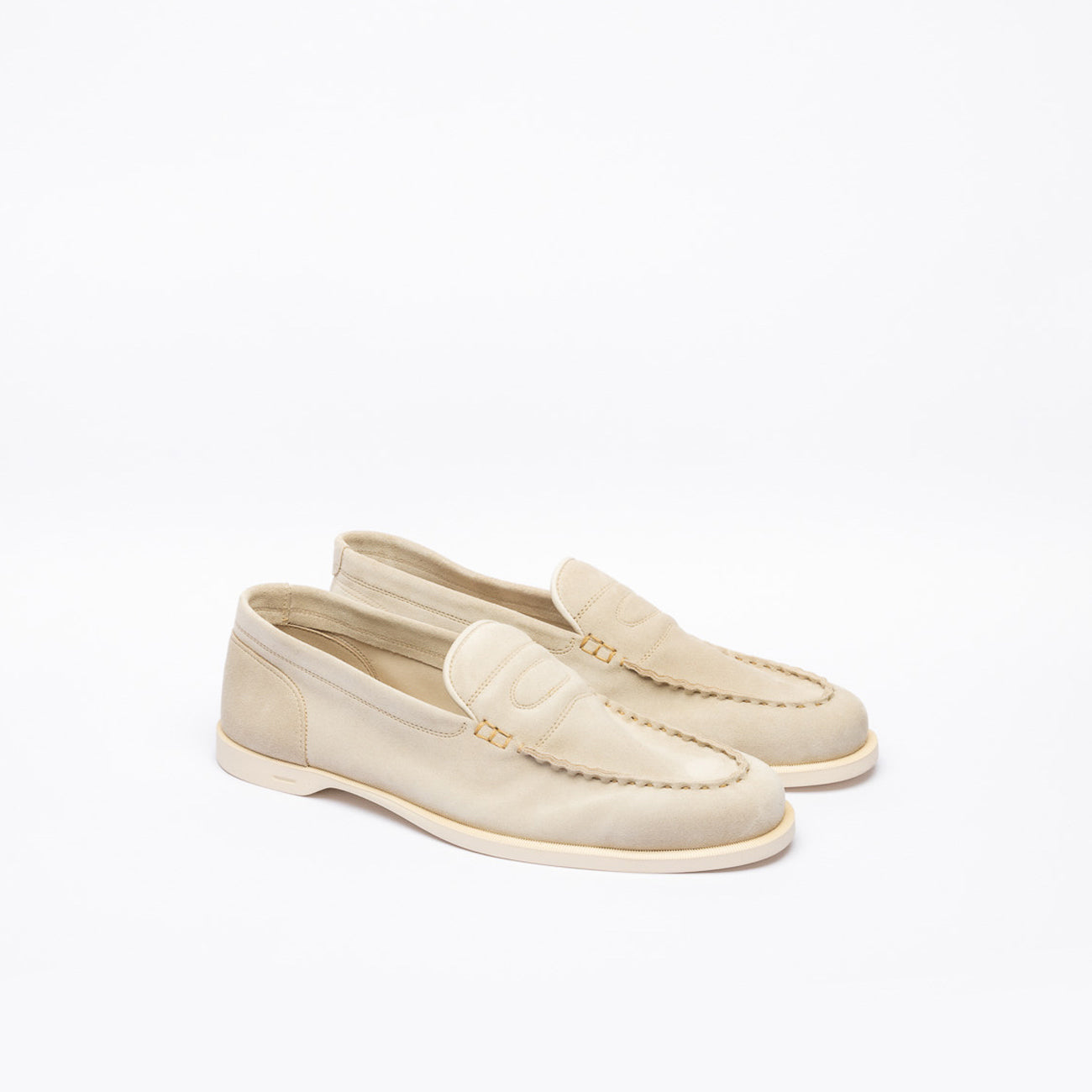 Mocassino penny John Lobb Pace in camoscio beige (Sand suede)