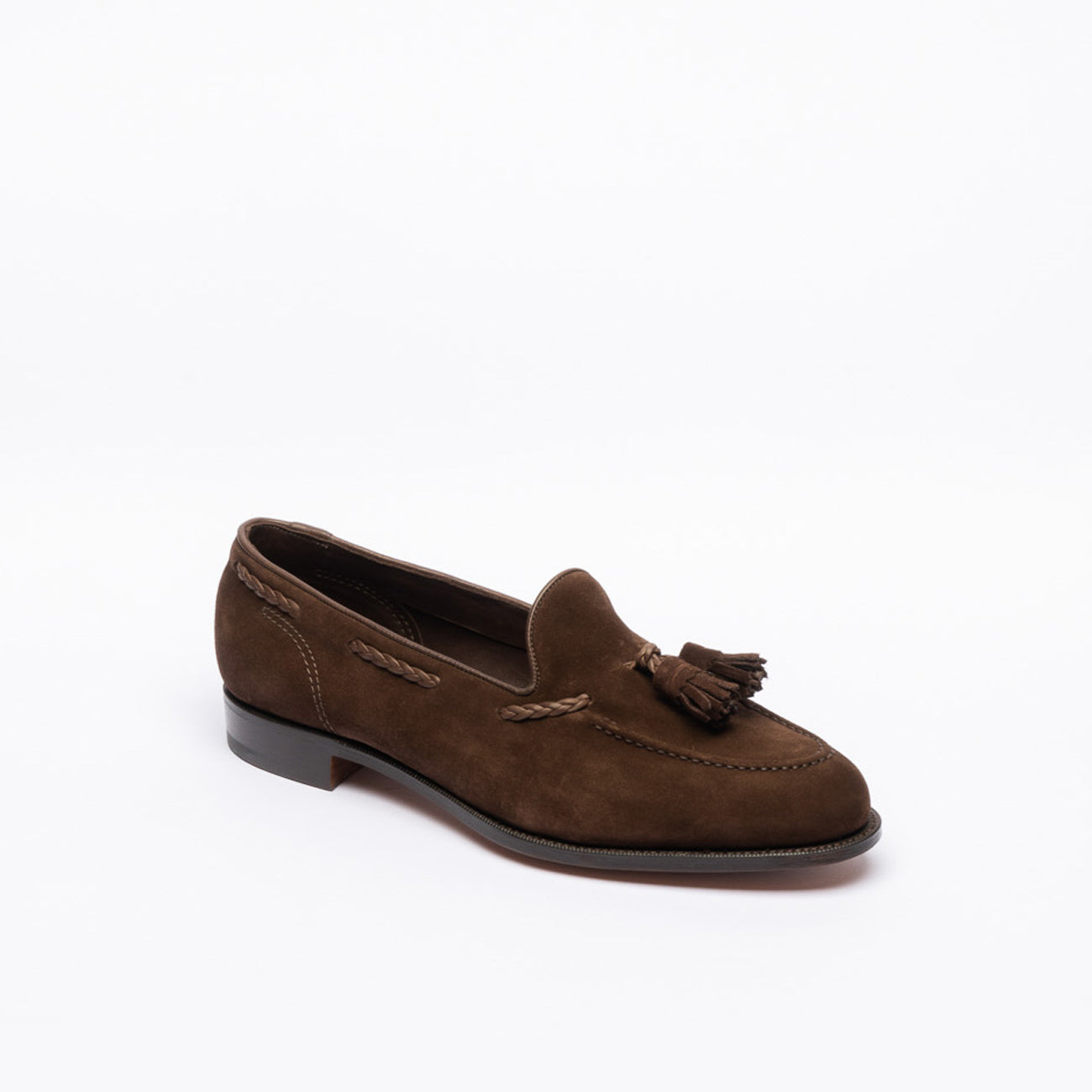Mocassino con nappine Edward Green Belgravia Unlined in camoscio marrone