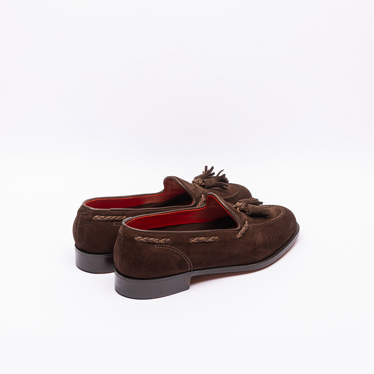Mocassino con nappine Edward Green Belgravia in camoscio marrone (Mink Suede)