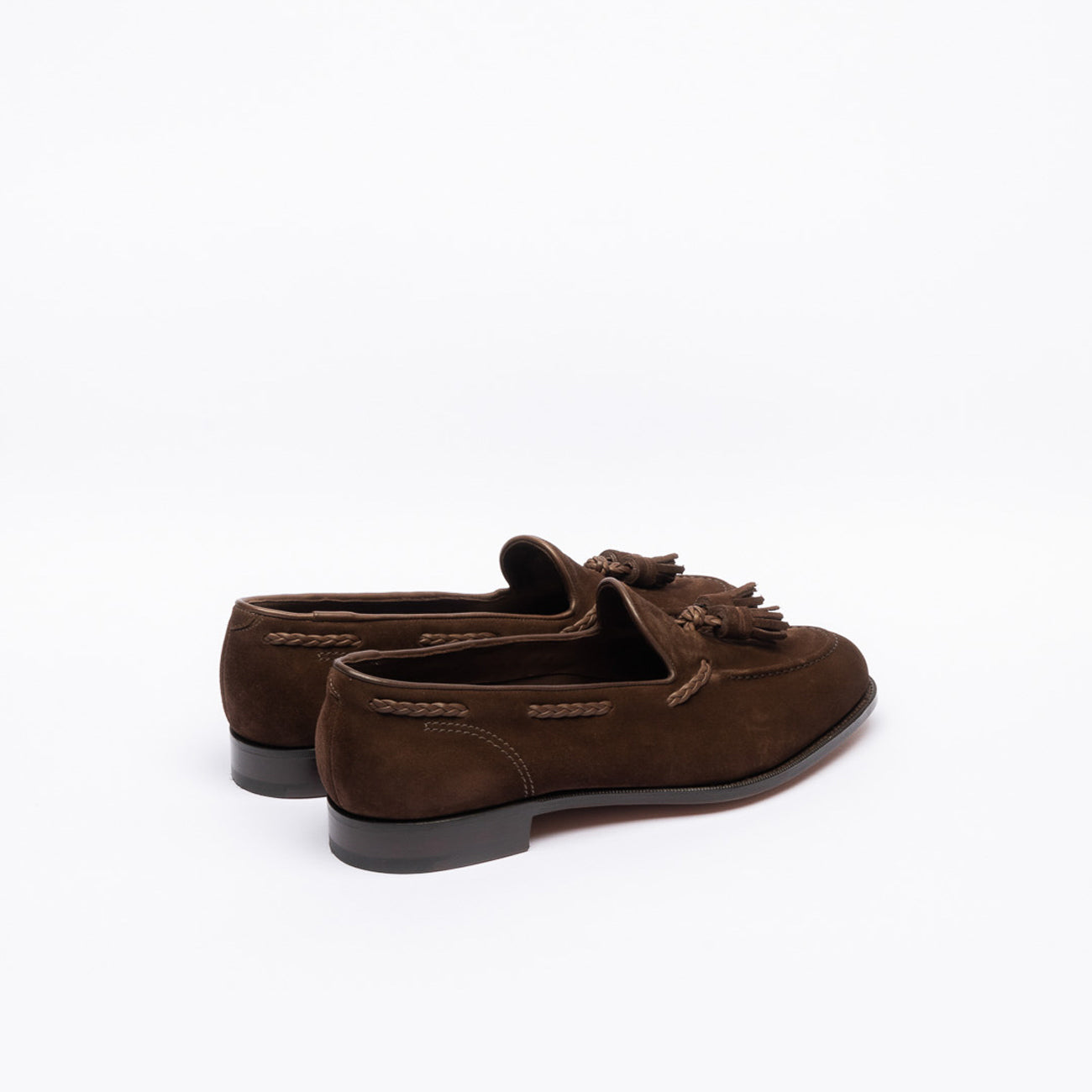 Mocassino con nappine Edward Green Belgravia Unlined in camoscio marrone