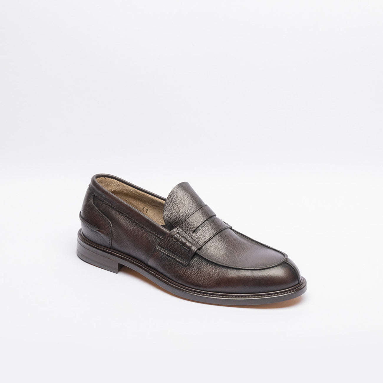 Mocassino penny Borghini 784 in pelle martellata marrone