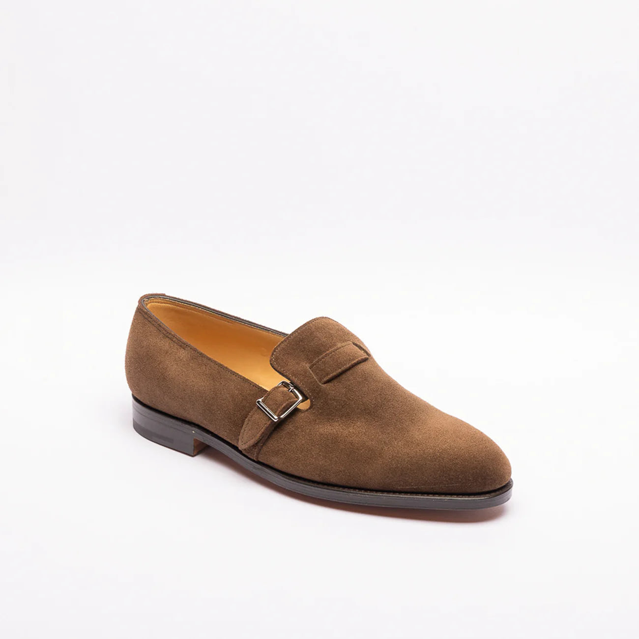 John Lobb Delano single buckle loafer in brown suede