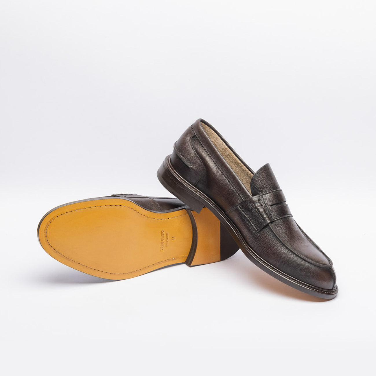 Mocassino penny Borghini 784 in pelle martellata marrone