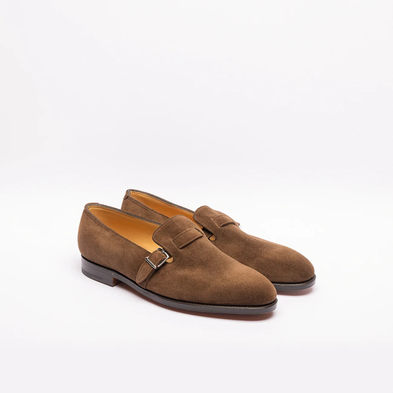 John Lobb Delano single buckle loafer in brown suede