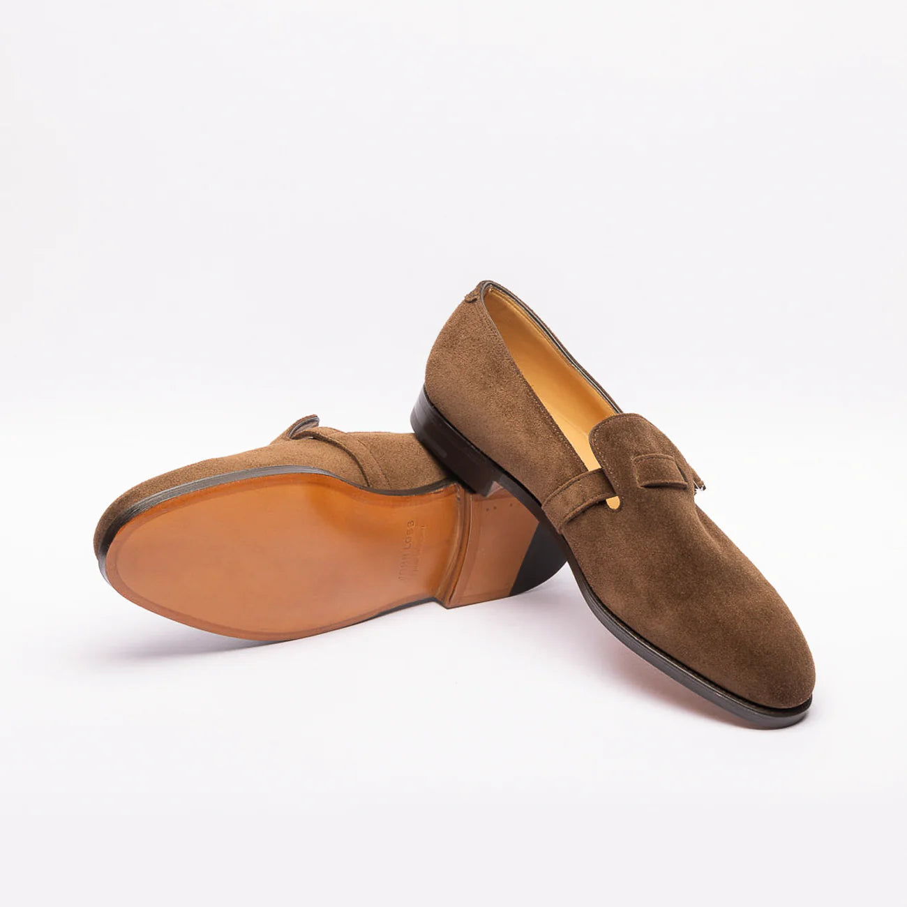 John Lobb Delano single buckle loafer in brown suede