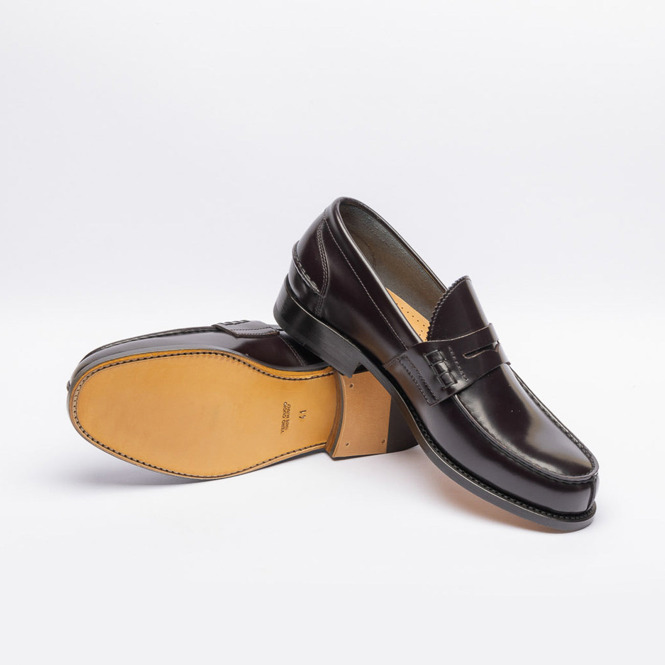 Mocassino penny Borghini 750 in pelle spazzolata bordeaux