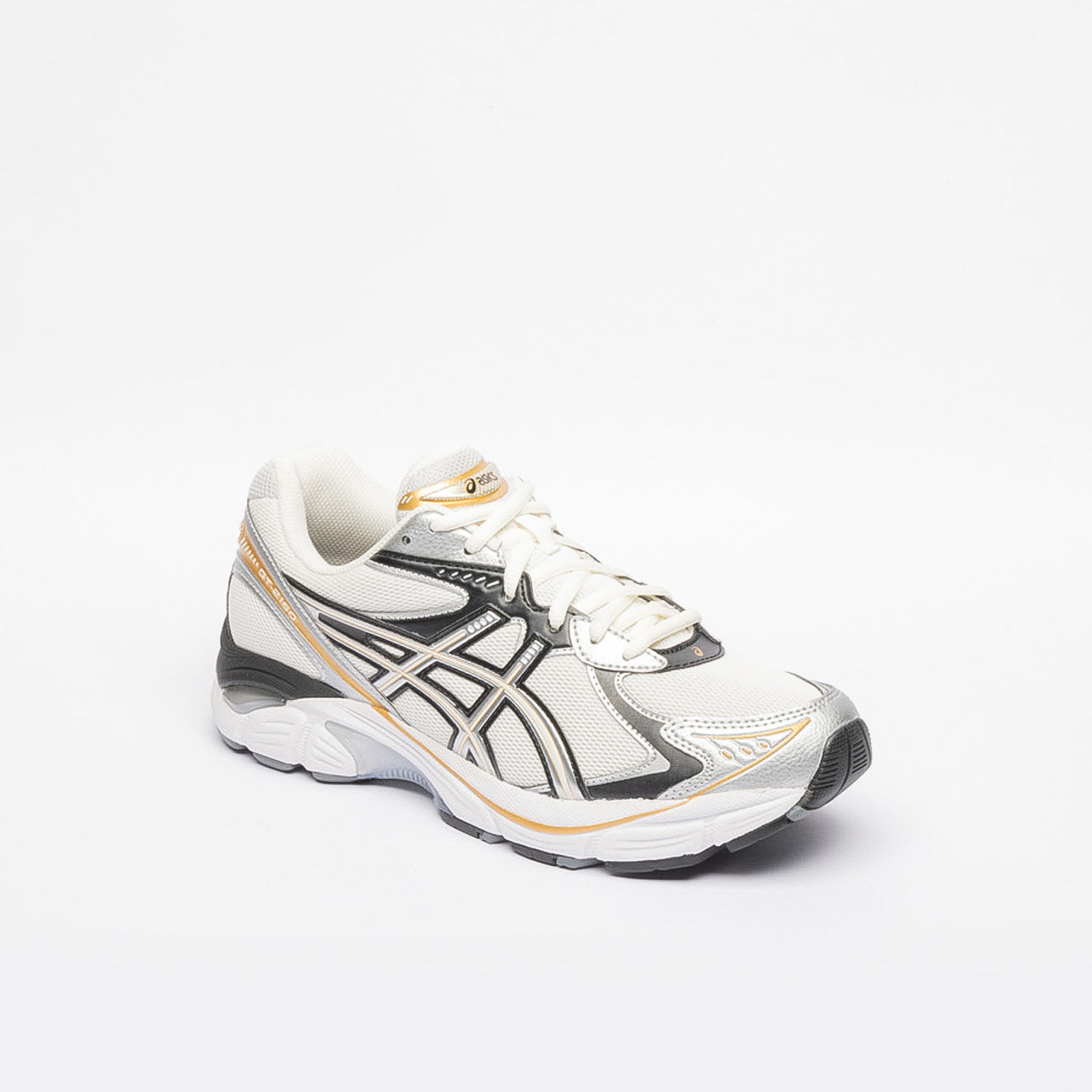 Sneaker unisex Asics GT-2160 in pelle nera e argento e tessuto bianco