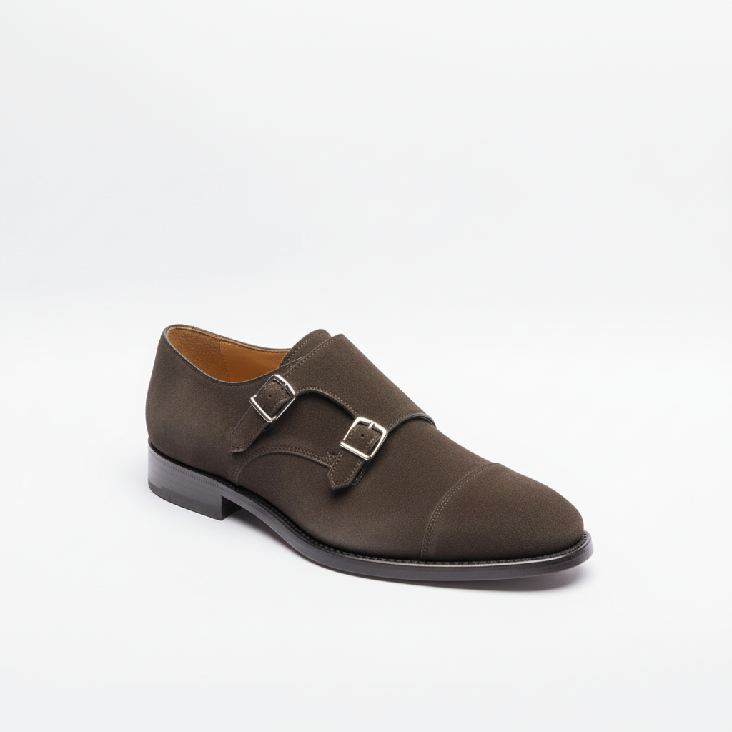 Doppia fibbia Botti 533 in camoscio marrone