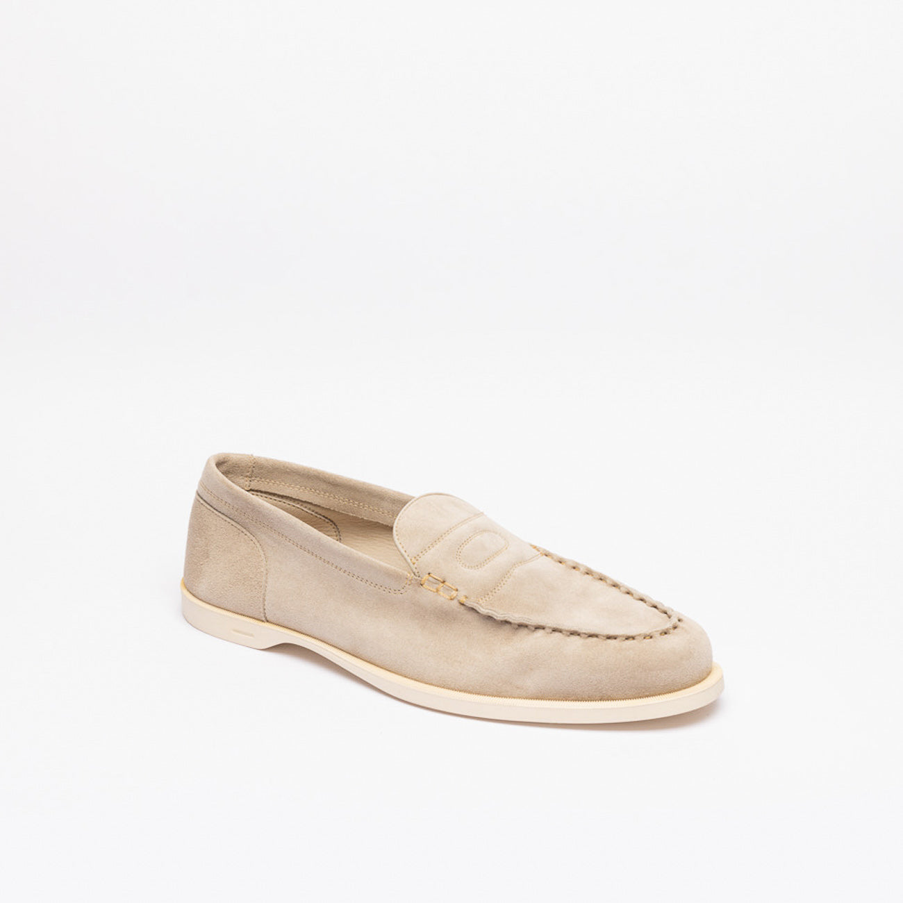 Mocassino penny John Lobb Pace in camoscio beige (Ardesia suede)