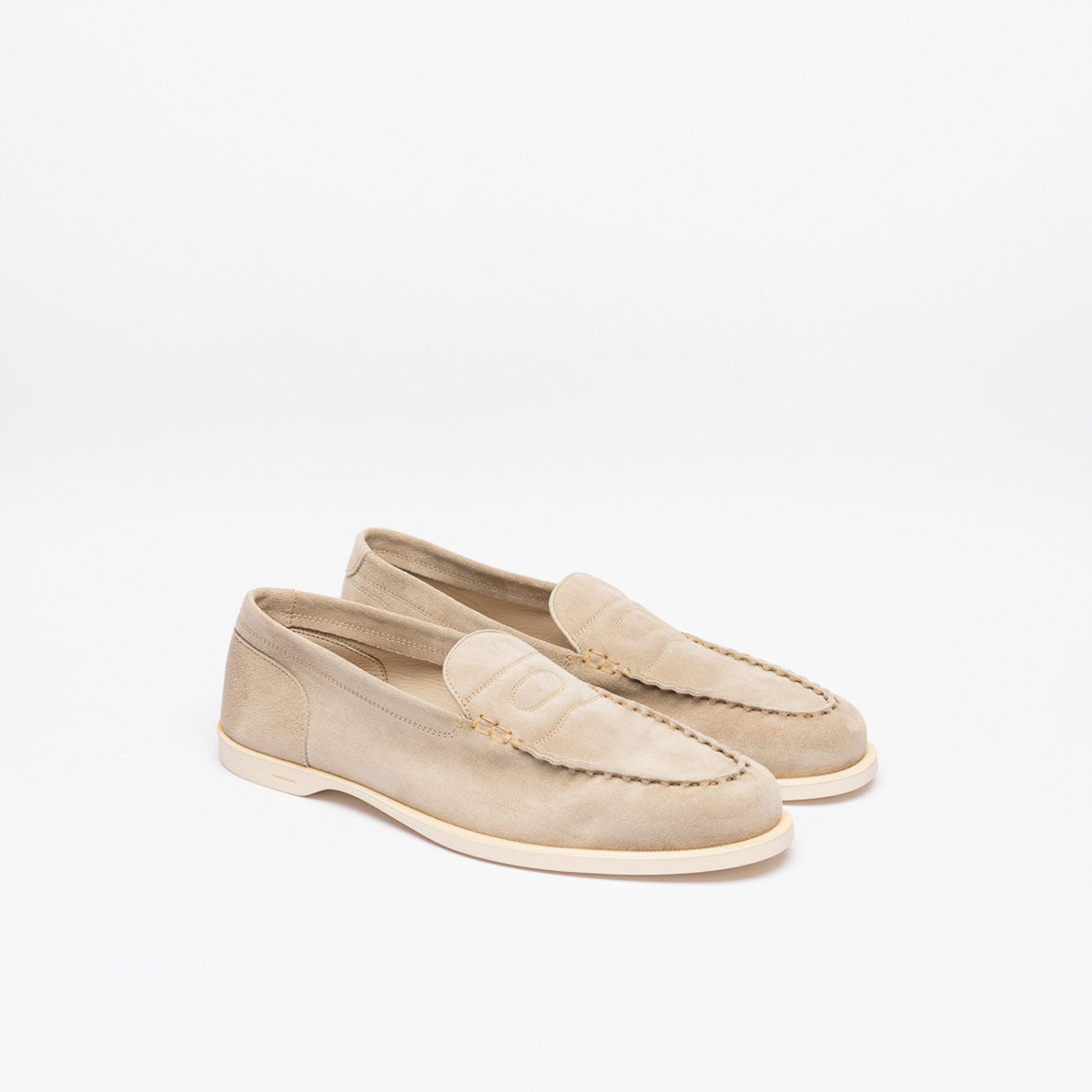 Mocassino penny John Lobb Pace in camoscio beige (Ardesia suede)