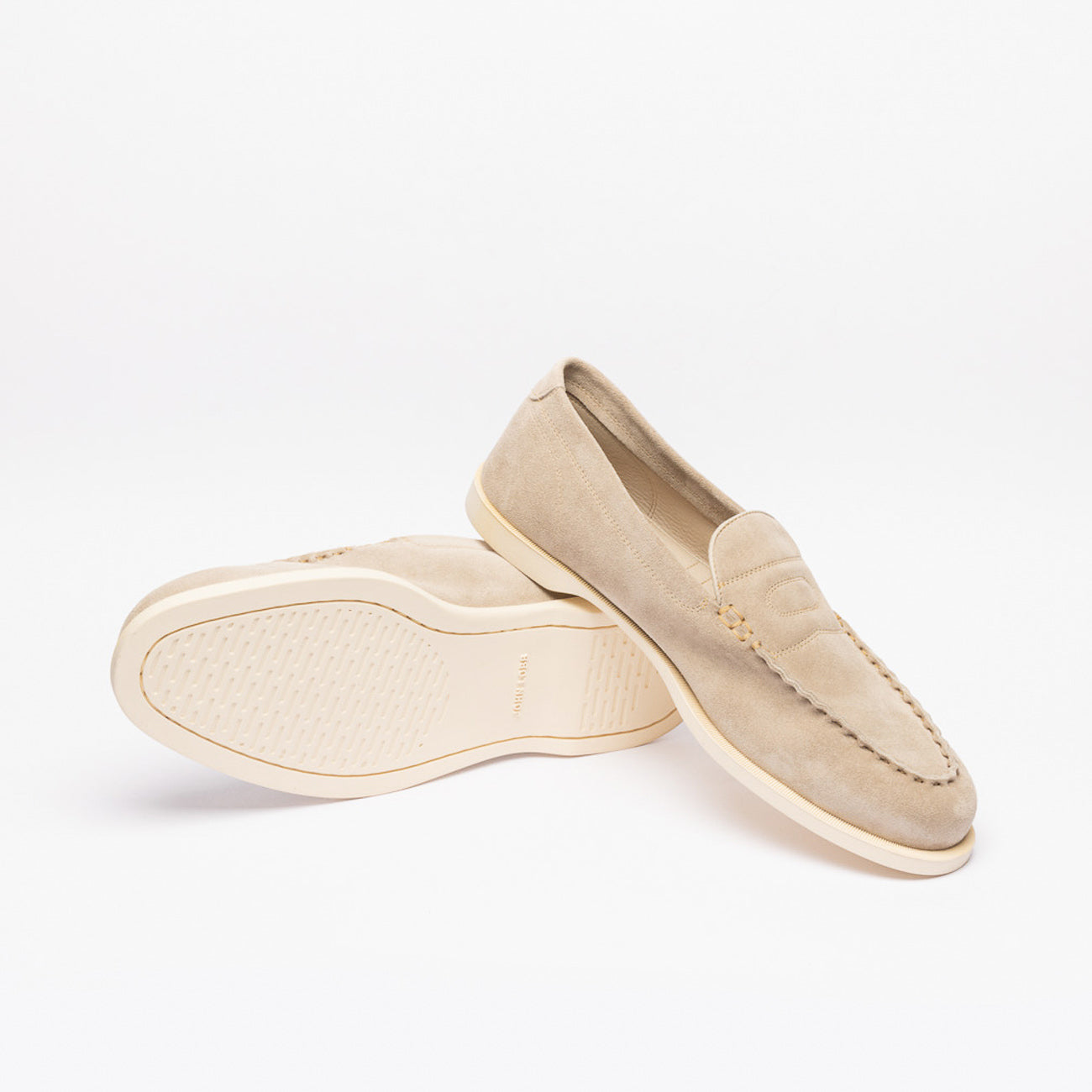 Mocassino penny John Lobb Pace in camoscio beige (Ardesia suede)